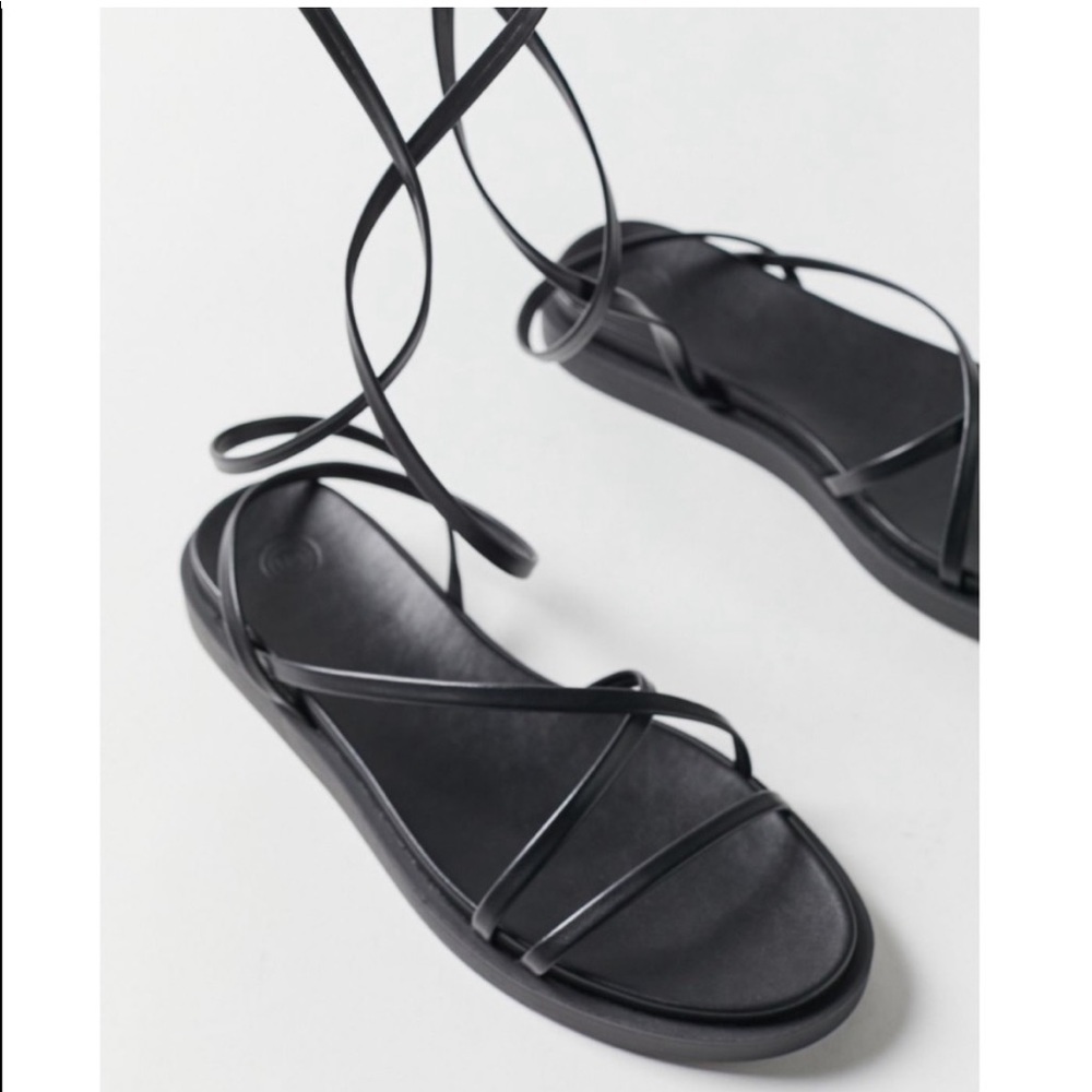 NWT UO Strappy Wrap Sandals, Faux Leather Minimal